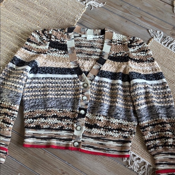 Veronica Beard Cecily Mixed Knit Wool Cardigan Button Sweater Size S - Picture 7 of 13